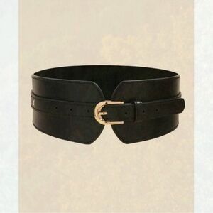 Elegant Black Belt with Gold Buckle